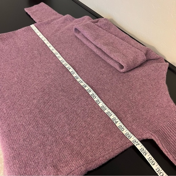 360 Sweater poncho 100%Cashmere pullover, dusty purple, turtleneck, 3/4 sleeve - Picture 5 of 9